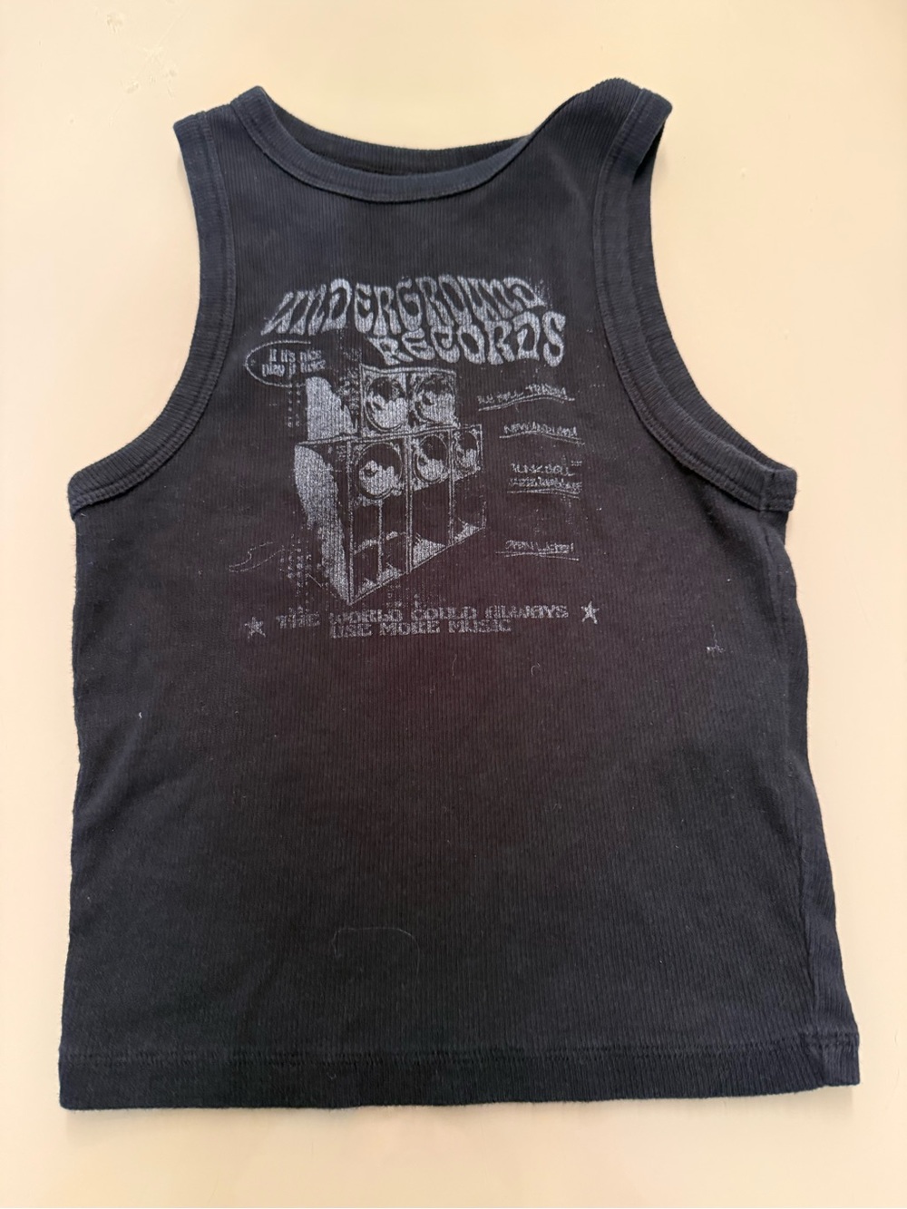 Hollister Black Graphic Tank Top with Faded Print